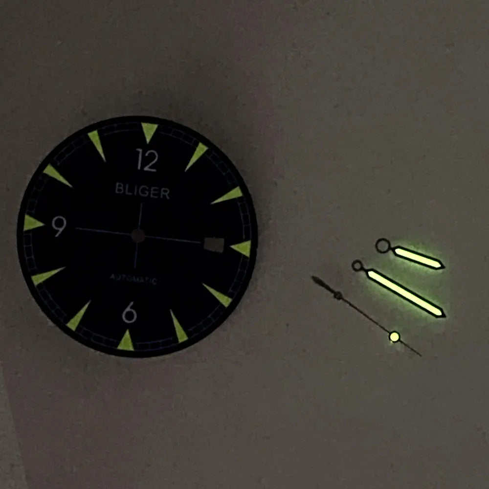 33.5mm Watch Dial Hands Replacement For NH35A NH36A Movement Luminous Marks