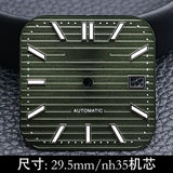 29.5mm Square dial NH35 movement silver nail green luminous