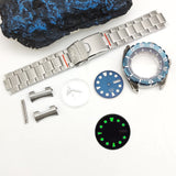 44MM Monster Case Set for NH35 Movement Stainless Steel Strap Luminous Sapphire Transparent Back Cover 10ATM