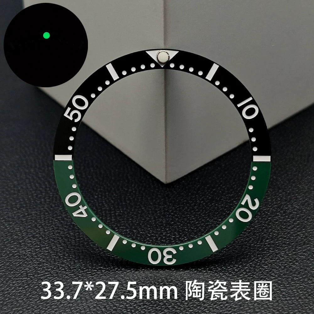SKX13 Bezel incert Watch accessories 33.7 * 27.5MM high-quality flat-bottomed ceramic ring Digital scale ring Ceramic ring