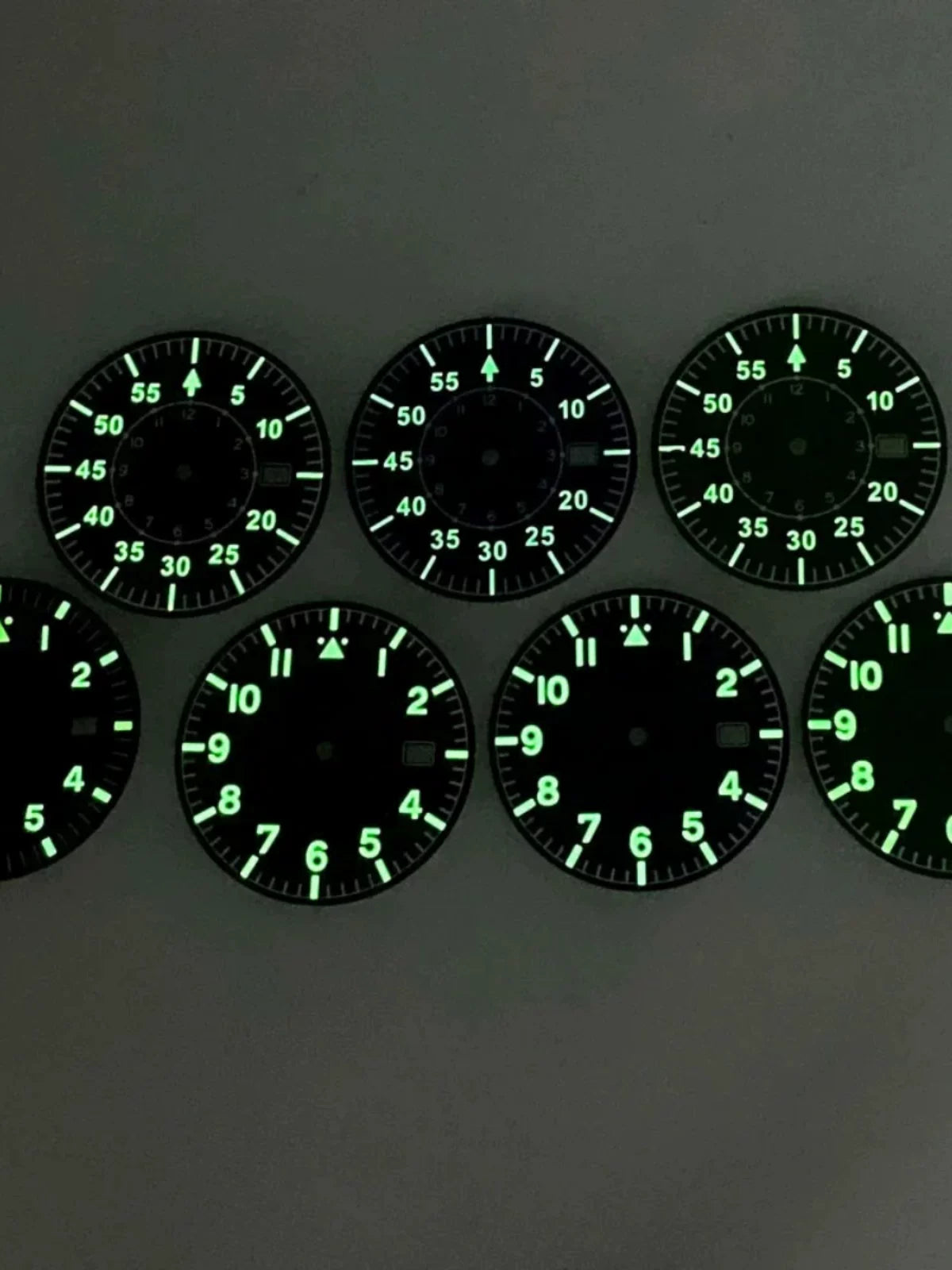 33.5MM Sterile Pilot Dial for TMI NH35 Green luminous Date Window Green BLue Black Vintage Style