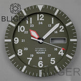 42MM Silver / black Pilot case  retro strap with 34.3mm dial pin for NH35 NH36 watch accessories