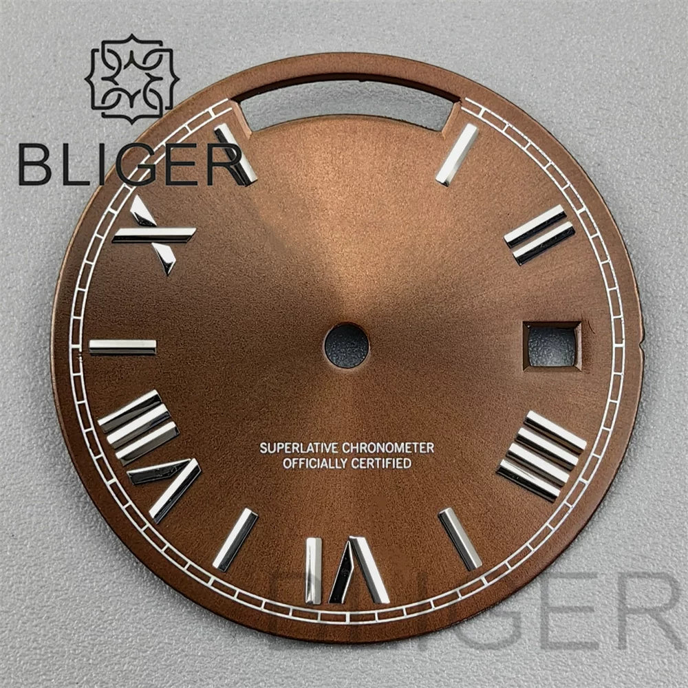 29MM Miyota 8285 Dial Roman numeral Sunburst dual calendar scale dial modified