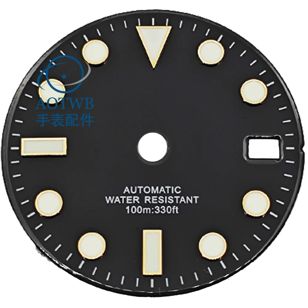 28.5MM Submariner Dial sunburst Blue luminous NH35 NH34 ETA2824 PT5000 Miyota8215 ST2130