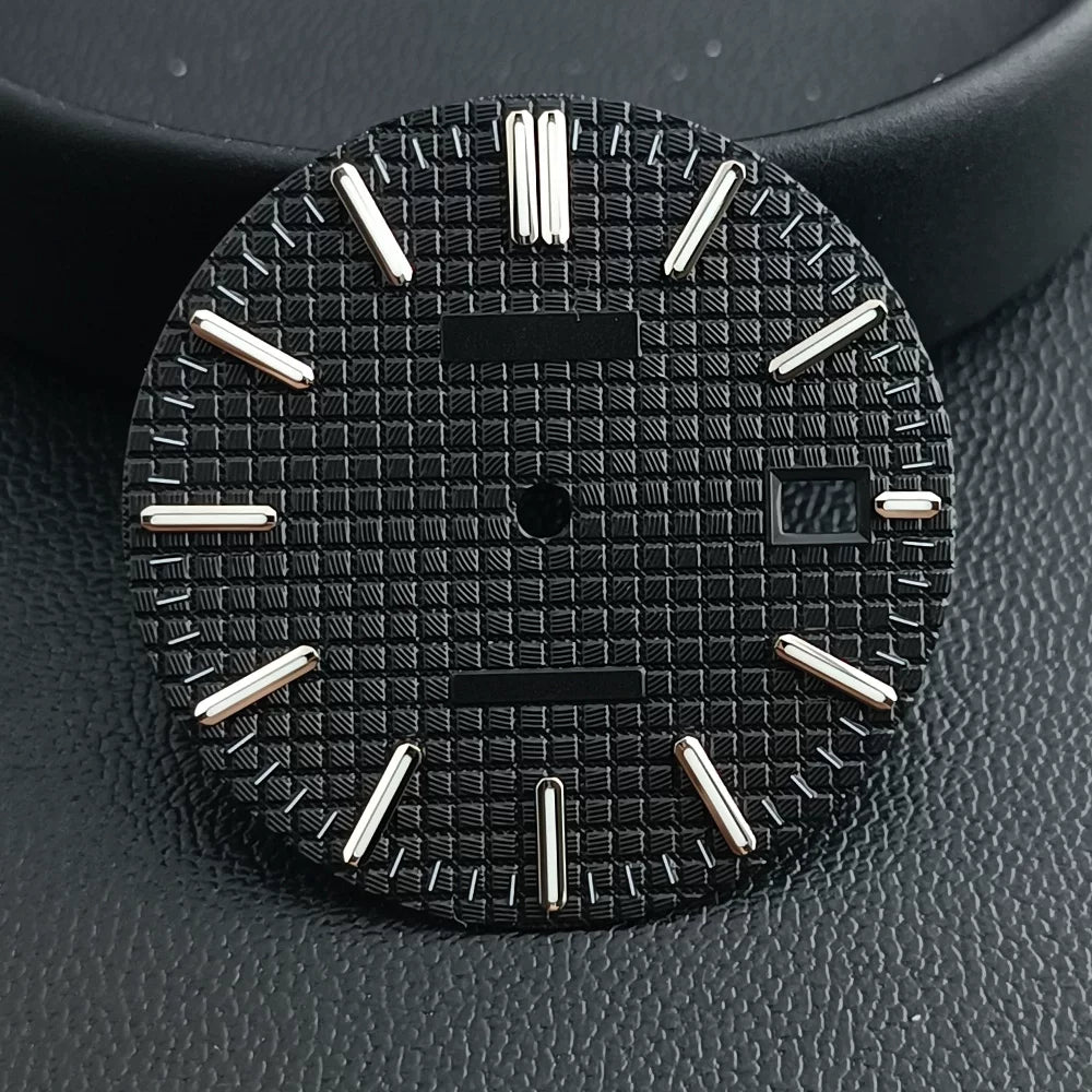 31.8mm Waffle Watch Dial no logo Sterile Green luminous for NH35/NH36 custom logo Available Prx