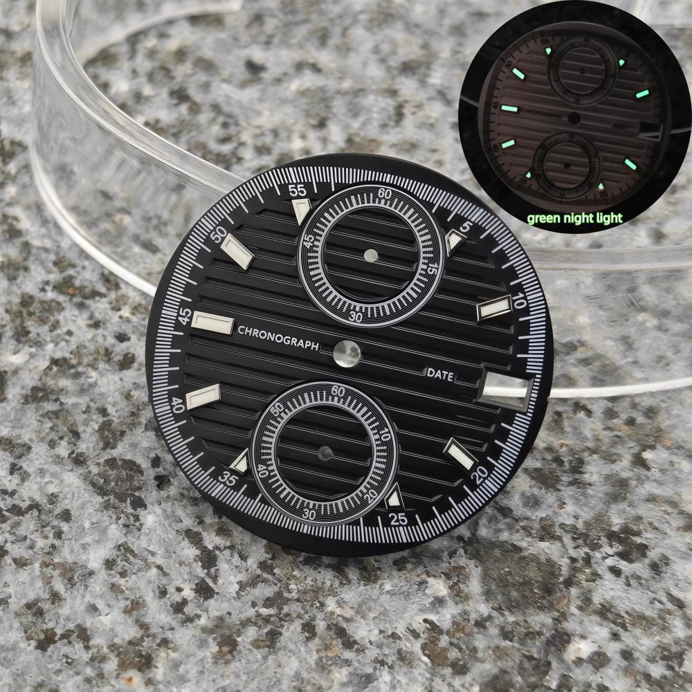 30mm VK61 Dial Chronograph Multifunctional Surface Nautilus Modified Green Luminous Watch Accessories