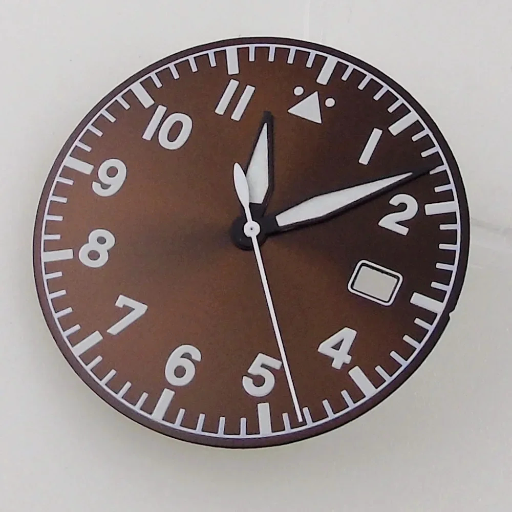 33.5MM Sterile Pilot Dial for TMI NH35 Green luminous Date Window Green BLue Black Vintage Style