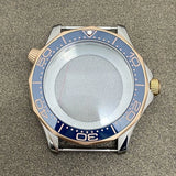 41mm Pvd Black Rose Gold Seamaster Watch Case  2 crown 316L Stainless Steel Ceramic for NH35/36 Movement