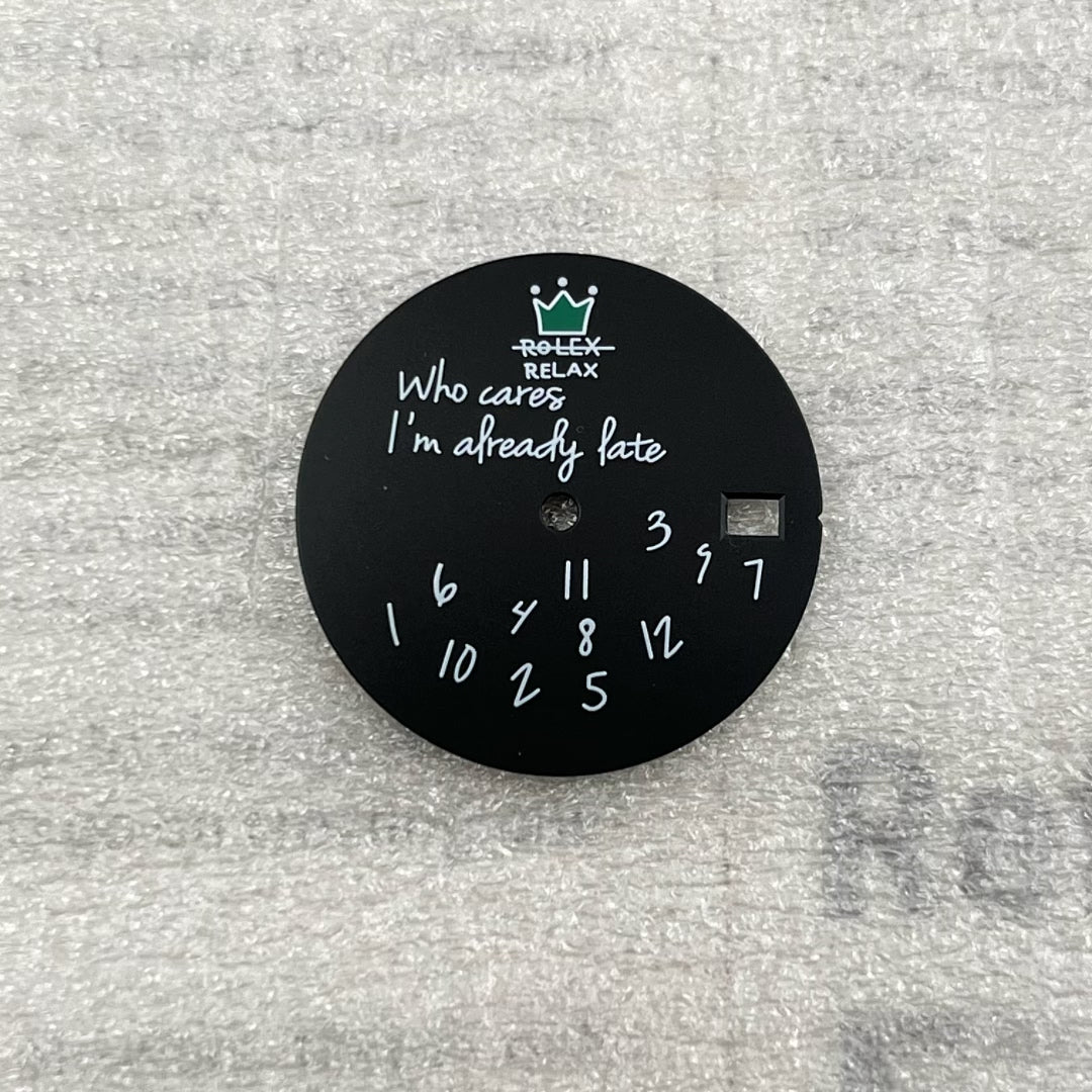 Crowned Who cares I am already Late Dial for NH35 28.5mm dial English digital spoof