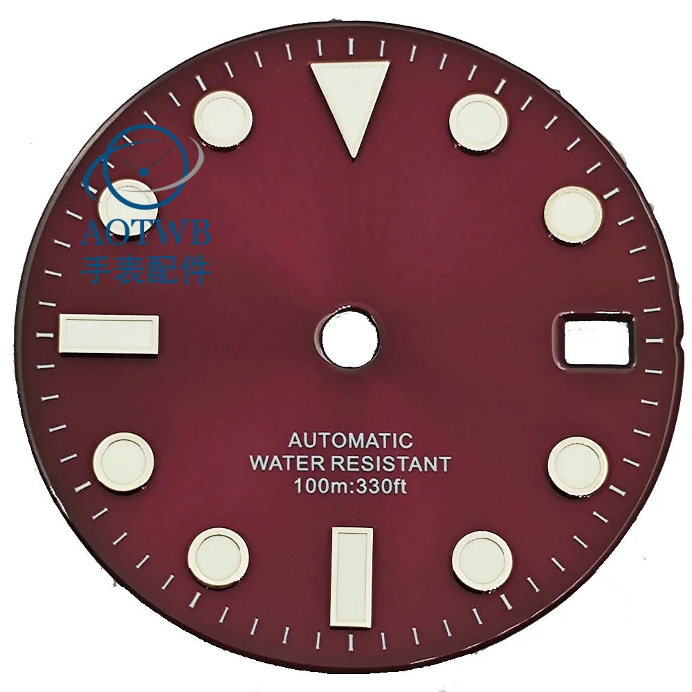 28.5MM Submariner Dial sunburst Blue luminous NH35 NH34 ETA2824 PT5000 Miyota8215 ST2130