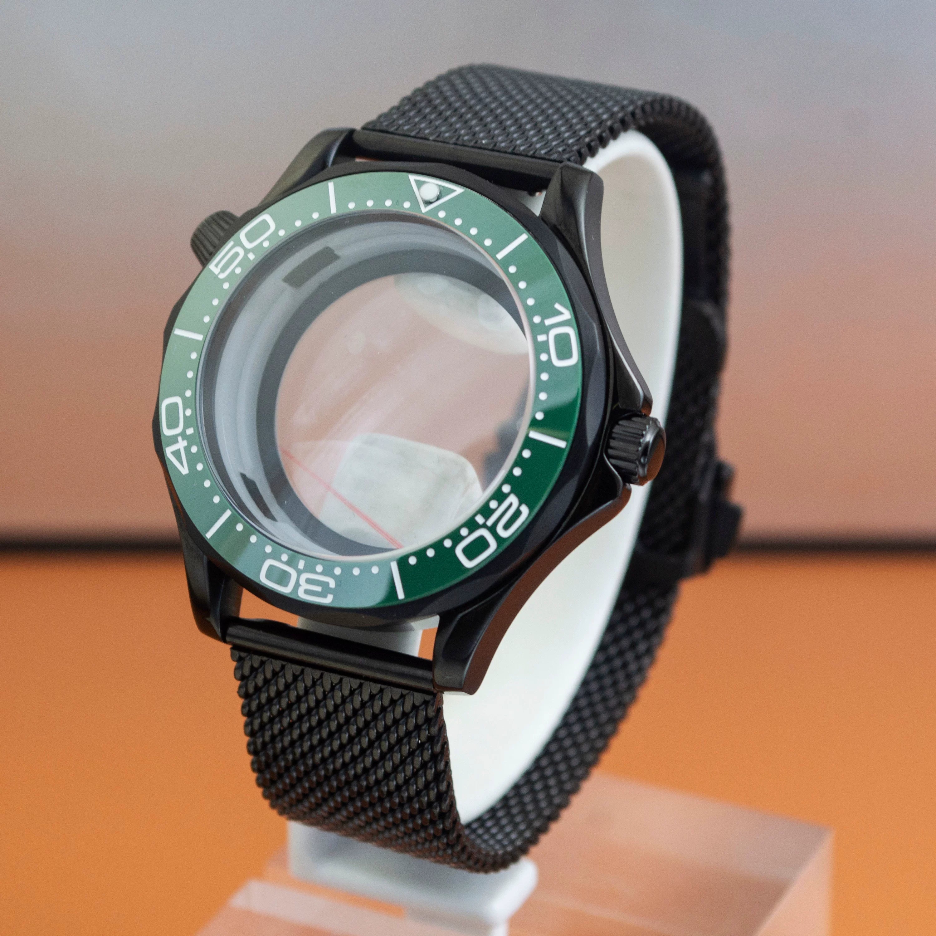 Black Seamaster 300 Case 41mm Sapphire for NH35/NH36 10ATM