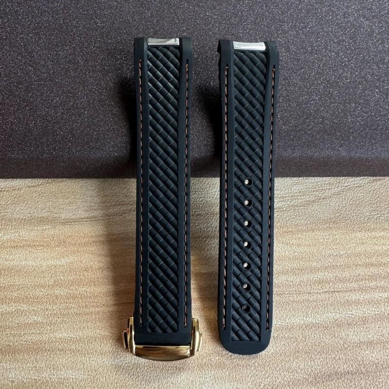 20mm High Quality Rubber Band Seamaster 150/300  Strap AT150 Gold Pin Captain Bumblebee Diver band
