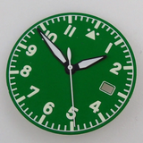 33.5MM Sterile Pilot Dial for TMI NH35 Green luminous Date Window Green BLue Black Vintage Style