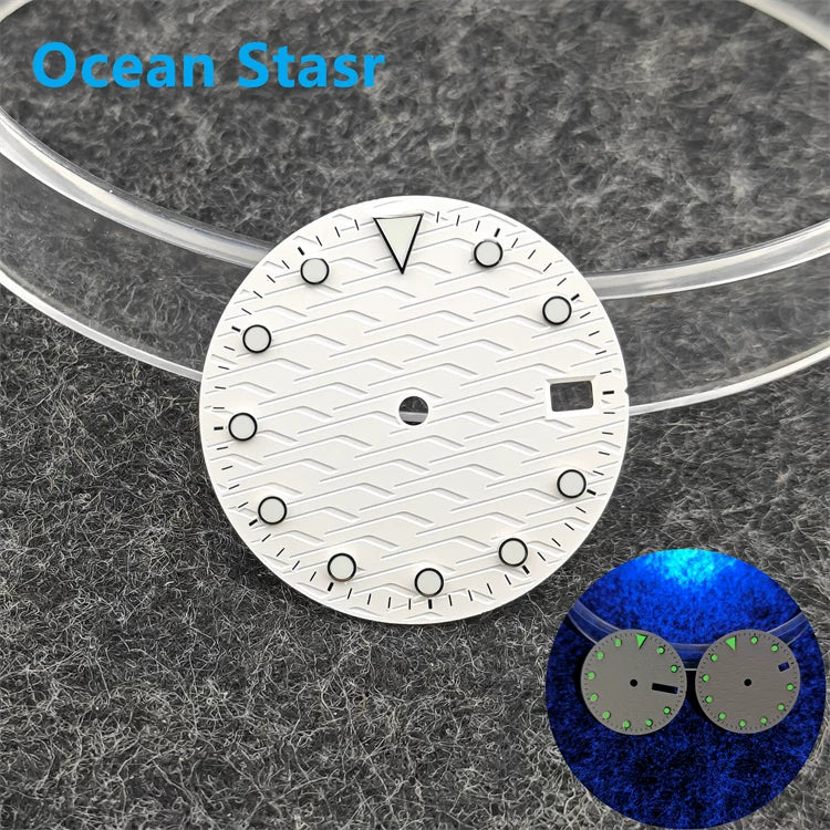 NH35 dial Green luminous Sub style wave Texture 28.5mm Date window