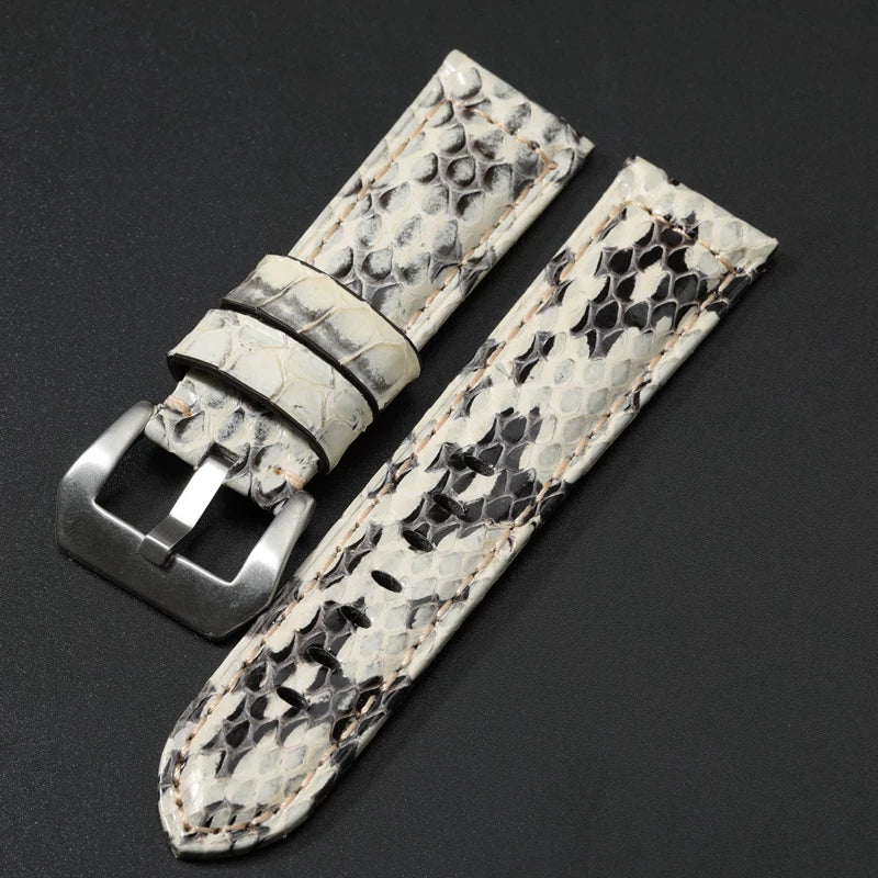 Handmade Snake Leather Strap Skin 20mm 22 24 26MM Textured Genuine Leather band