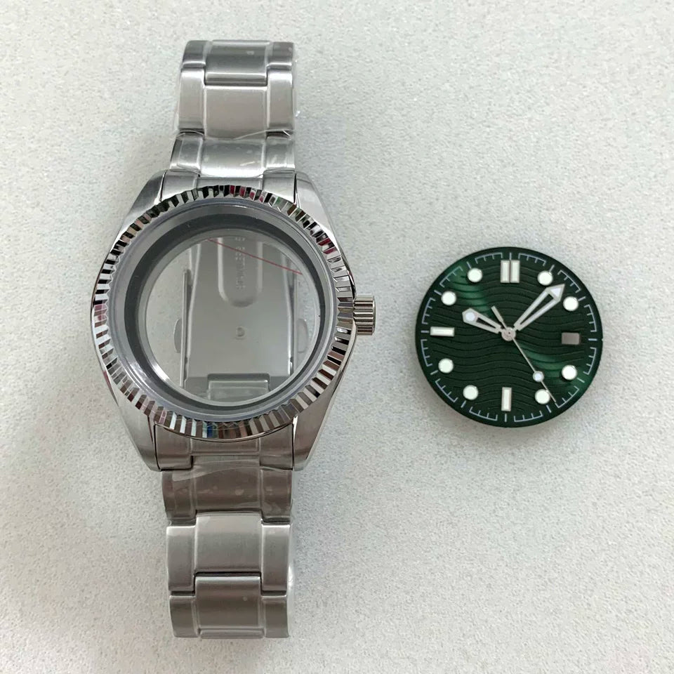 38MM AirKing / explorer watch case 316L stainless steel case sapphire for NH35 NH34 NH36 Nh38 etc movement