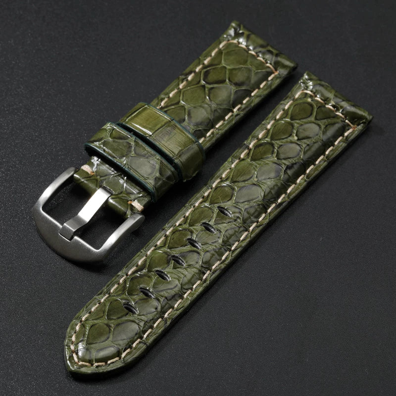 Handmade Snake Leather Strap Skin 20mm 22 24 26MM Textured Genuine Leather band