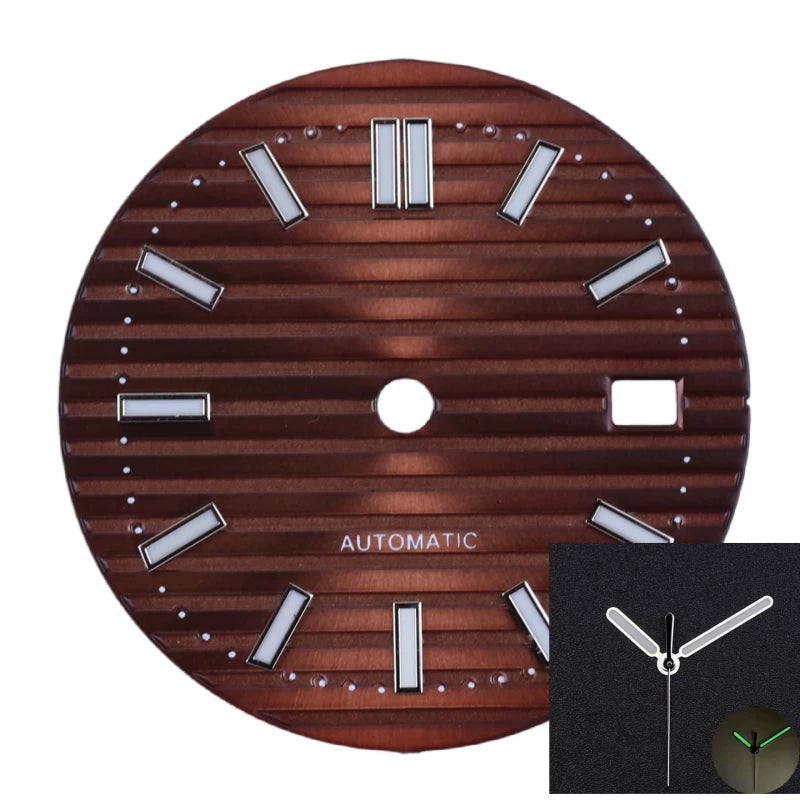 30.5MM Nautilus Dial Green luminous for NH35 mechanical automatic movement with hands