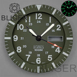 42MM Silver / black Pilot case  retro strap with 34.3mm dial pin for NH35 NH36 watch accessories