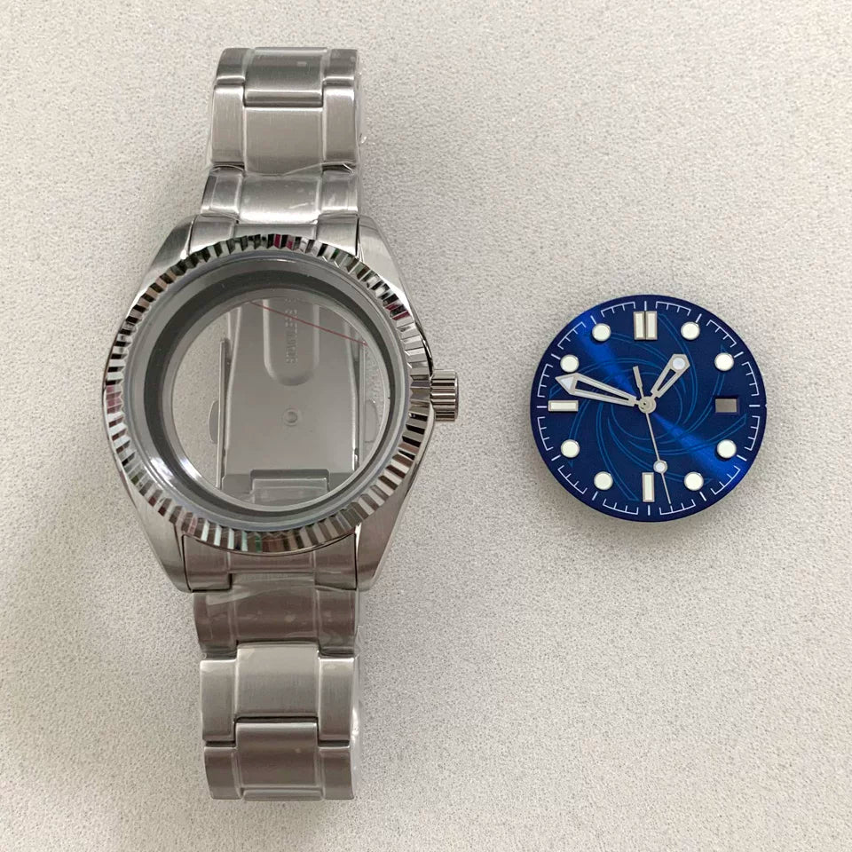 38MM AirKing / explorer watch case 316L stainless steel case sapphire for NH35 NH34 NH36 Nh38 etc movement