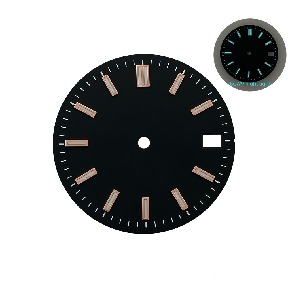 28.5mm NH35 Dial Log Marker Sunburst Surface BGW9 Luminous Dial blue