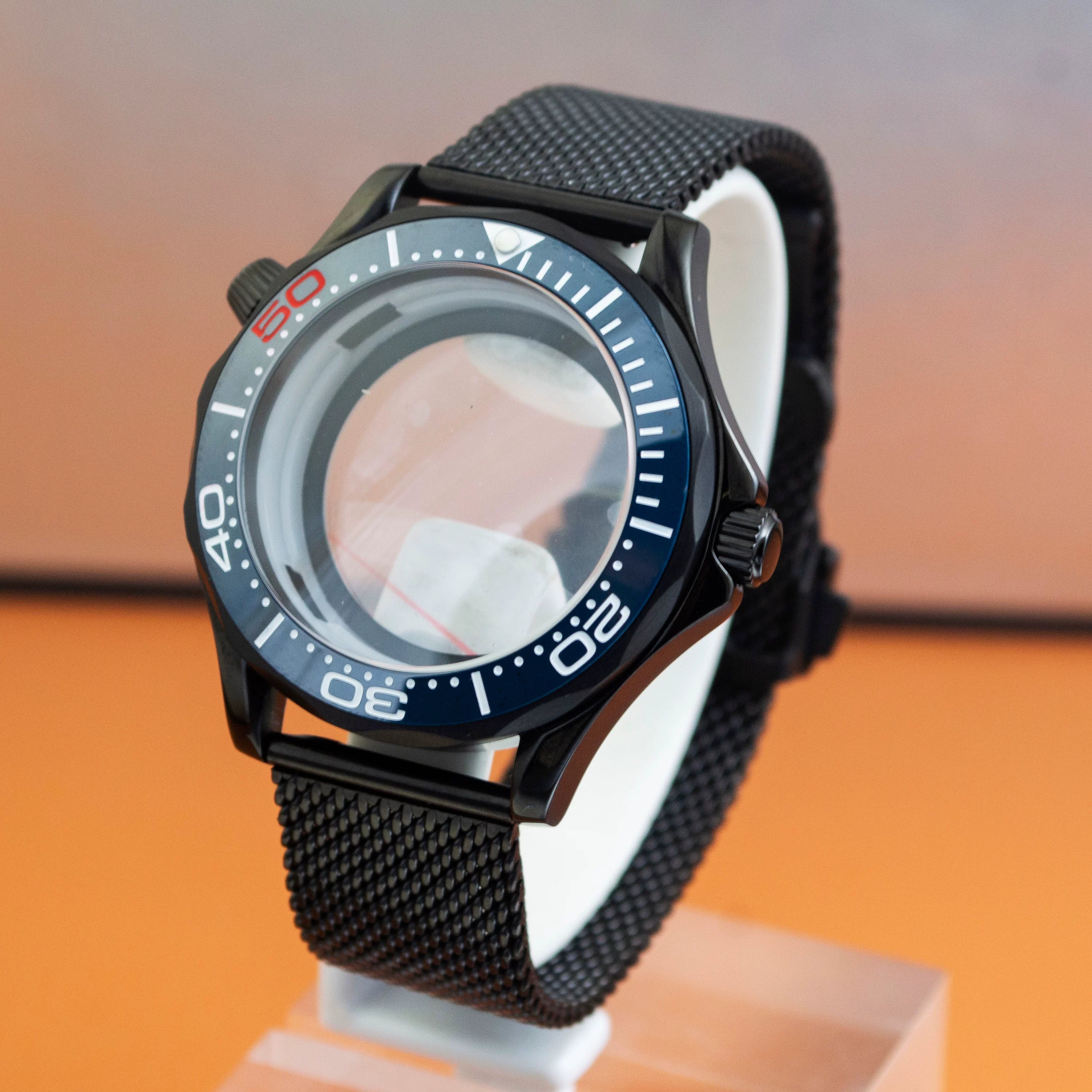 Black Seamaster 300 Case 41mm Sapphire for NH35/NH36 10ATM