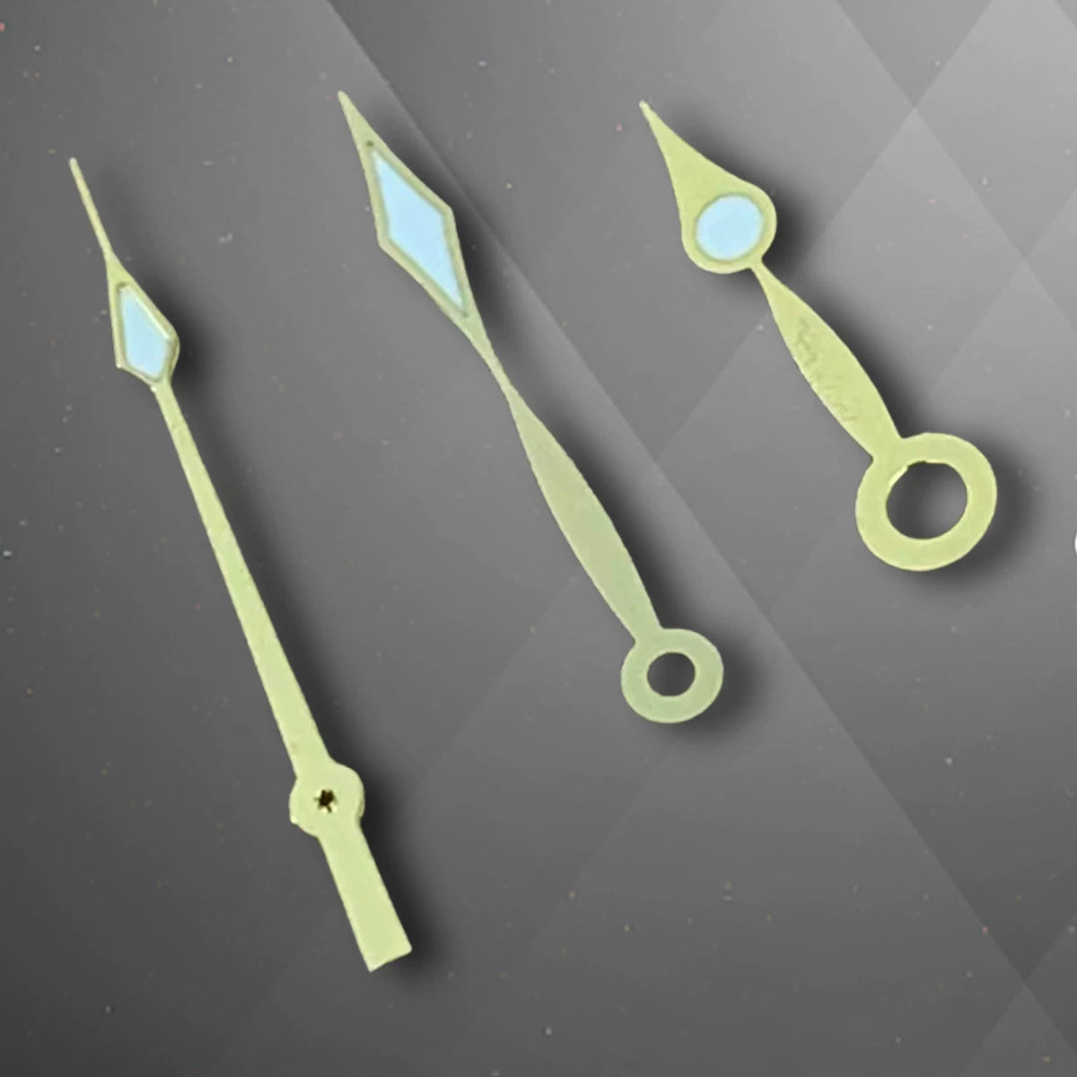 Long Watch hands rhombus three-pin gold green luminous lightfor NH35/NH36/4R/7S movement 10.5mmx 15mm x14.5mm