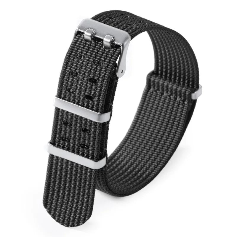 NATO nylon strap One through double row holes breathable woven watch strap 20mm 22mm black blue grey green fxd 285mm