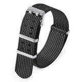 NATO nylon strap One through double row holes breathable woven watch strap 20mm 22mm black blue grey green fxd 285mm