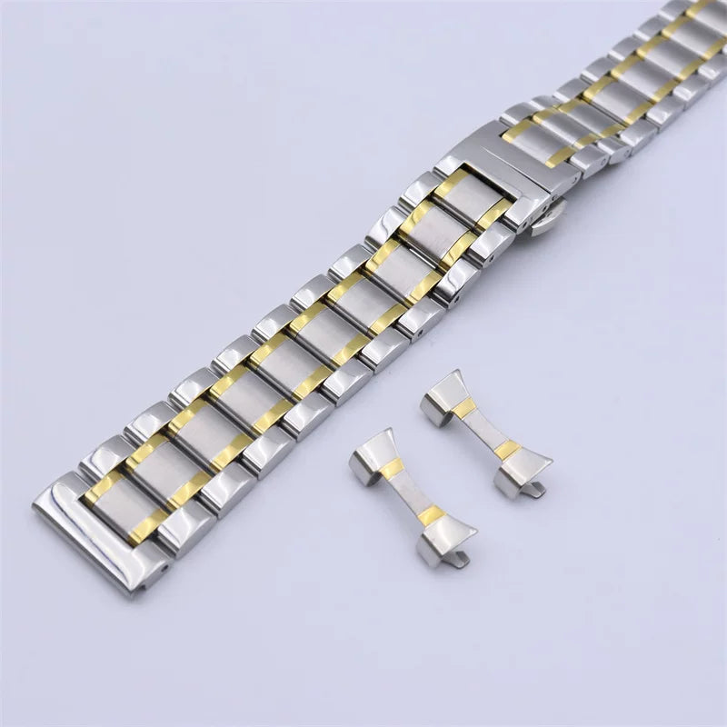 316L Solid Stainless Steel Bracelet Butterfly Buckle Flat End Blue Gold Silver Black Rose Gold+ Curved End link