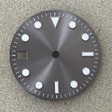 Lefty Watch Dial  9 o'clock date window sunbust submariner style dial 28.5mm green luminous for Japan NH35