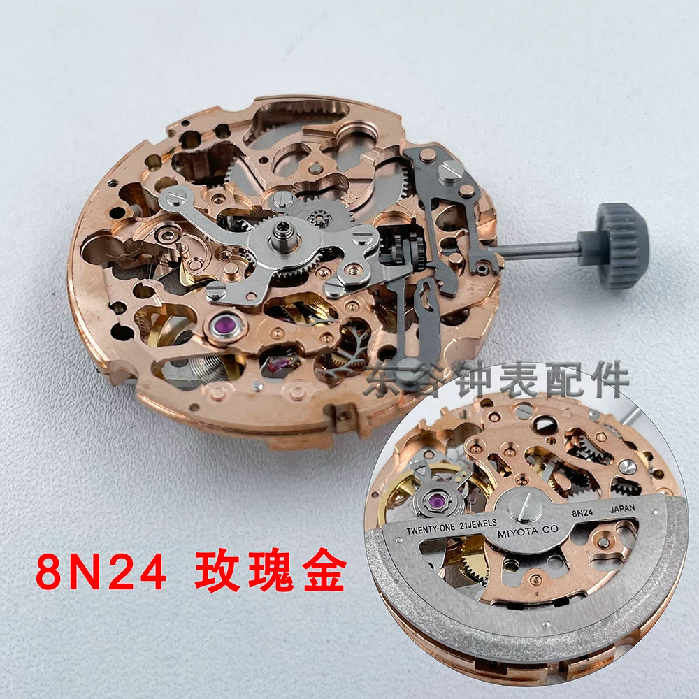 Miyota 8N24 Automatic Mechanical Movement 21600 BHP Watch Movement  21 Jewels Skeletonized Automatic Movement