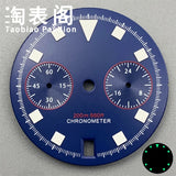 30Mm quartz vk64 dial multi-function chronograph dial snowflake hands 6 o'clock calendar green lume