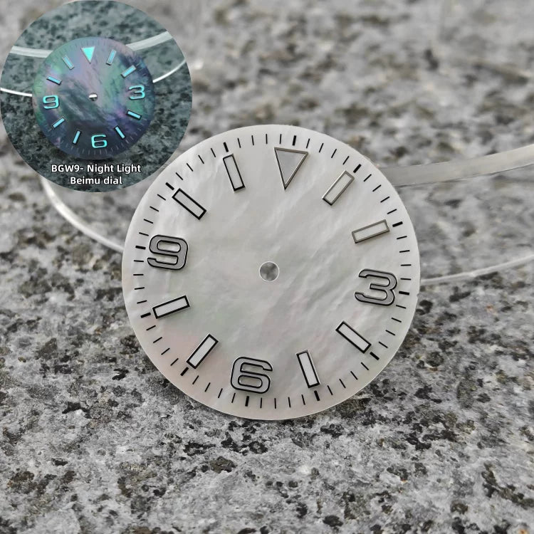 28.5mm MOP Dial For NH35 369 Perpetual Mechanical Watch BGW9 Luminous watch face