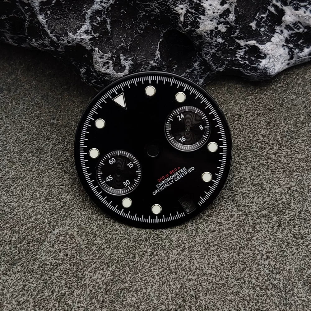29.5MM Dial for VK64 movement luminous Chronograph quartz 2 eyes