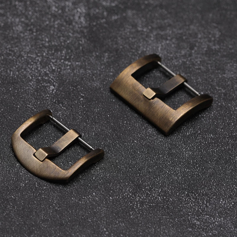 Solid Bronze Buckle Brass 18mm 20mm 22mm 24mm Vintage  Oxidized Aged