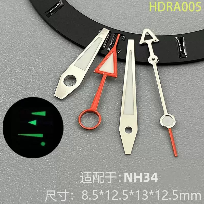 NH34 GMT Hands For TMI NH34 movement four-pin green luminous