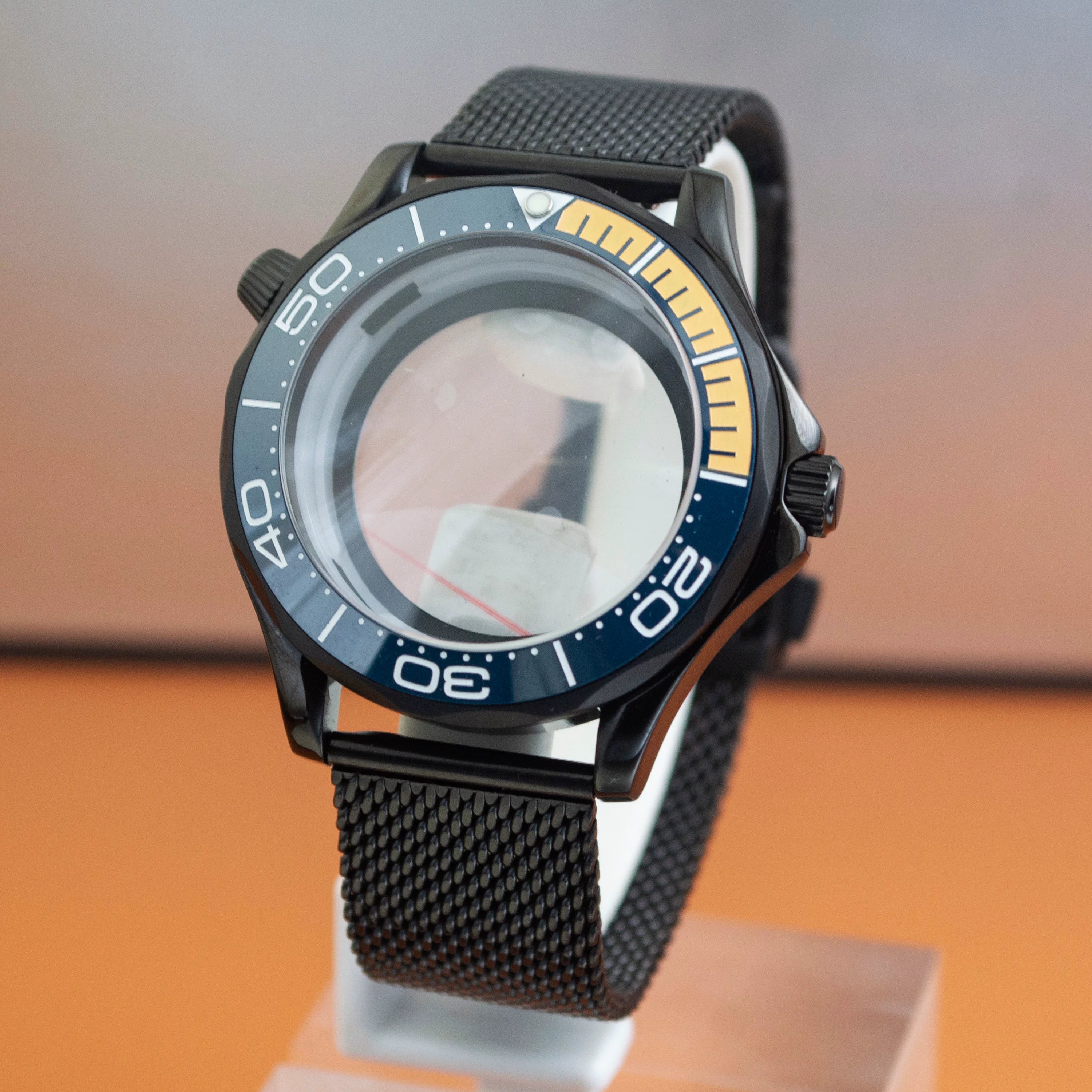 Black Seamaster 300 Case 41mm Sapphire for NH35/NH36 10ATM