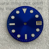 28.5mm Submariner dial water ghost modified dial, ice blue luminous no logo dial, sun pattern literally adapted to NH35 movement