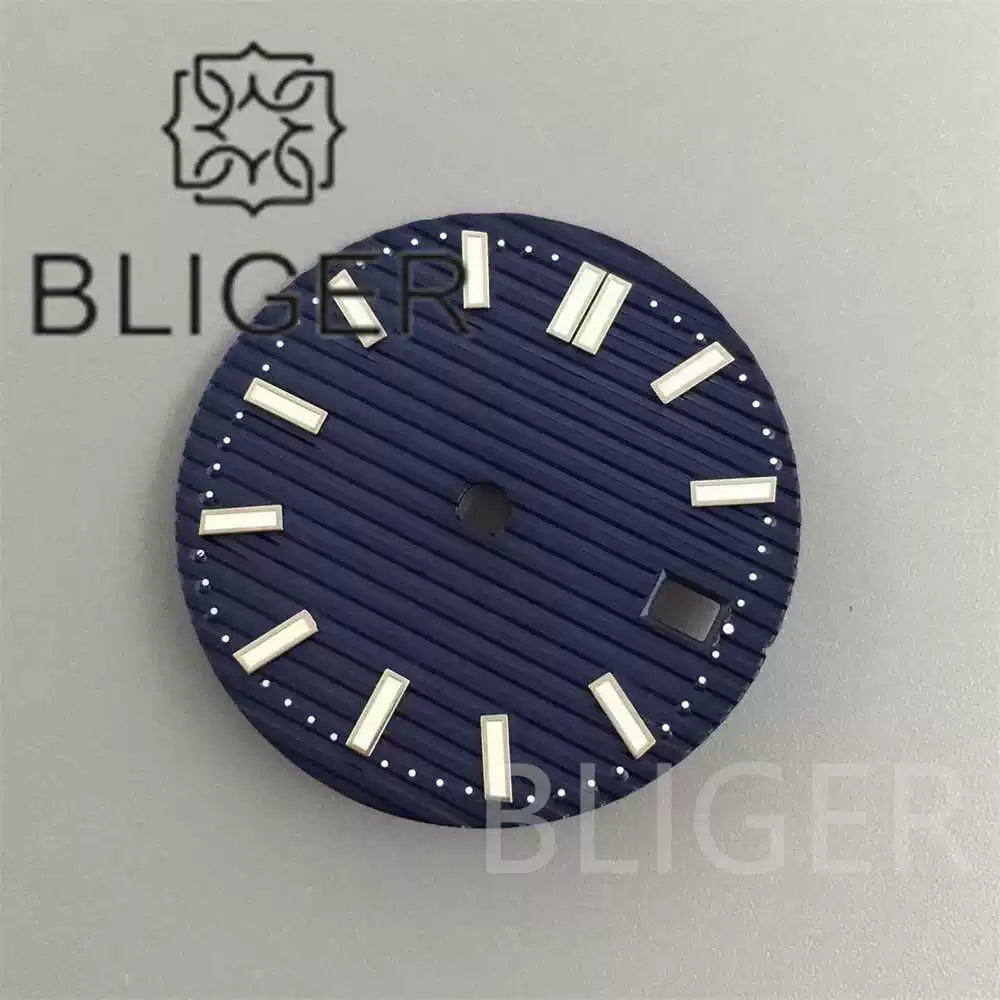 29.5MM Nautilus Dial for Seiko NH35 green luminous double bar 12 hour marker