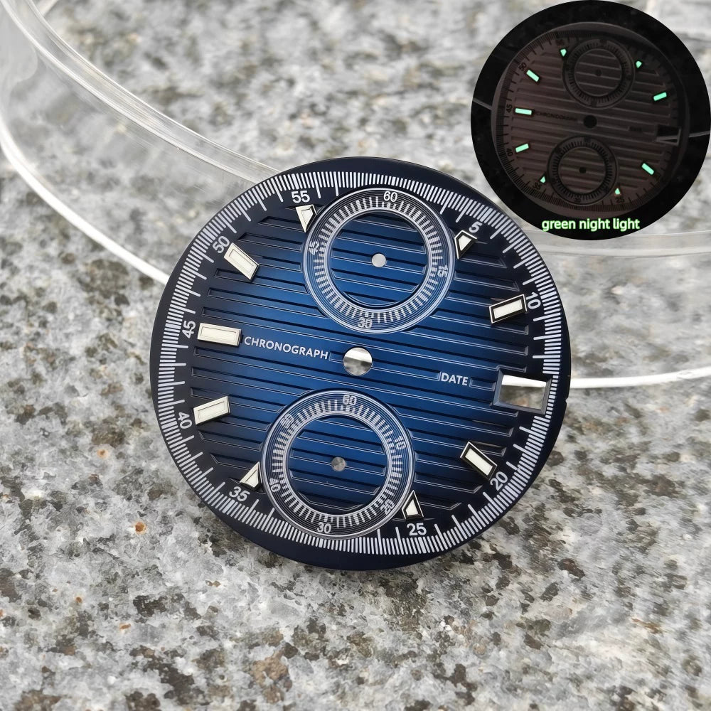 30mm VK61 Dial Chronograph Multifunctional Surface Nautilus Modified Green Luminous Watch Accessories