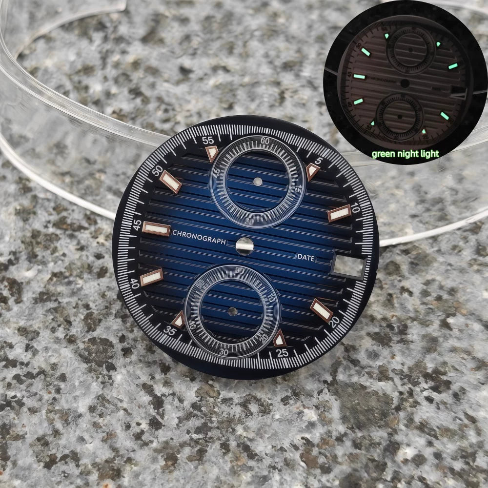 30mm VK61 Dial Chronograph Multifunctional Surface Nautilus Modified Green Luminous Watch Accessories