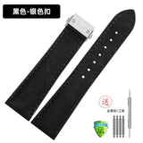 Matte retro leather strap black and green folding buckle band 20mm Italian