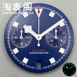 30Mm quartz vk64 dial multi-function chronograph dial snowflake hands 6 o'clock calendar green lume