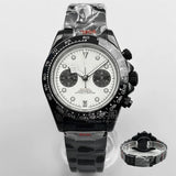 39Mm VK64 Datona Watch 2 eyes Black PVD Chronograph Quartz 5-pin green luminous sapphire 5ATM