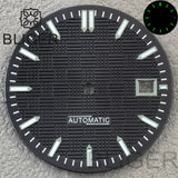 31MM Dial engineer checkered strips scale watch dial 3 o'clock calendar green luminous light for NH35 Miyota 8215, PT5000, ETA2824movement