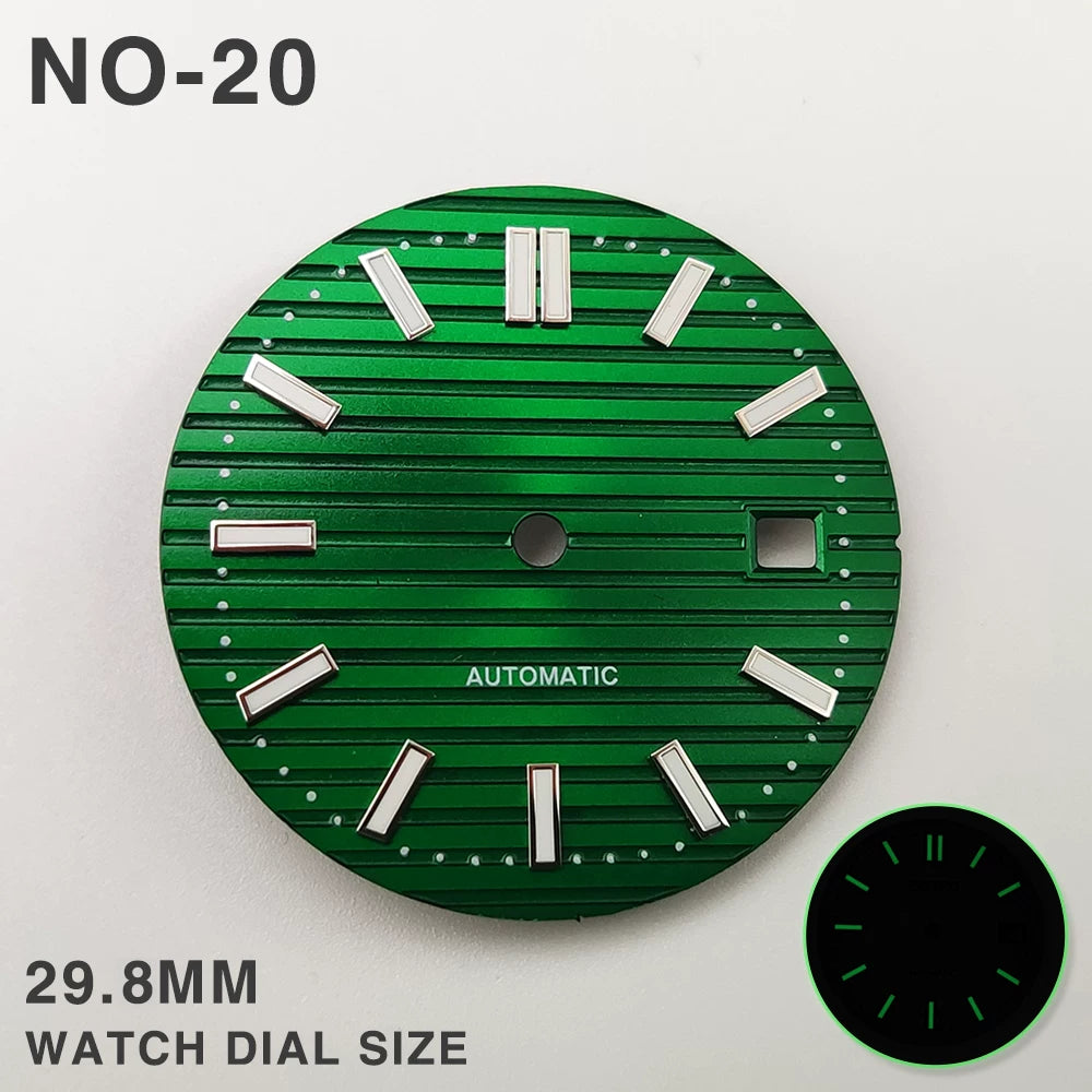 29.8MM Nautilus Dial for Miyota 8215 ETA 2836 2813 green luminous watch part