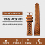 Summer Leather Strap Handmade Italian PUEBLO Breathable Men's Strap Soft 18 20 22MM Real Cowhide