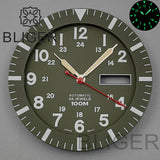 42MM Silver / black Pilot case  retro strap with 34.3mm dial pin for NH35 NH36 watch accessories