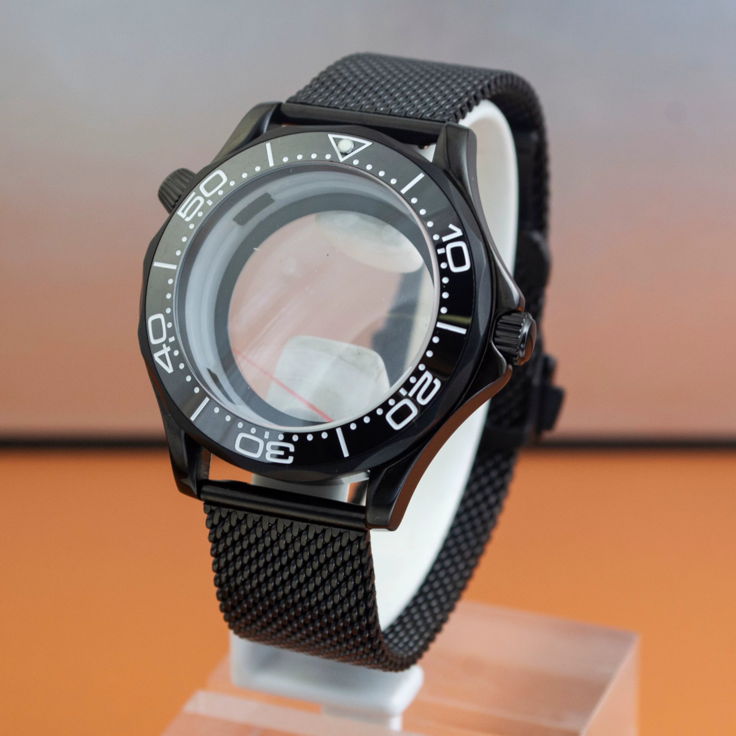 Black Seamaster 300 Case 41mm Sapphire for NH35/NH36 10ATM